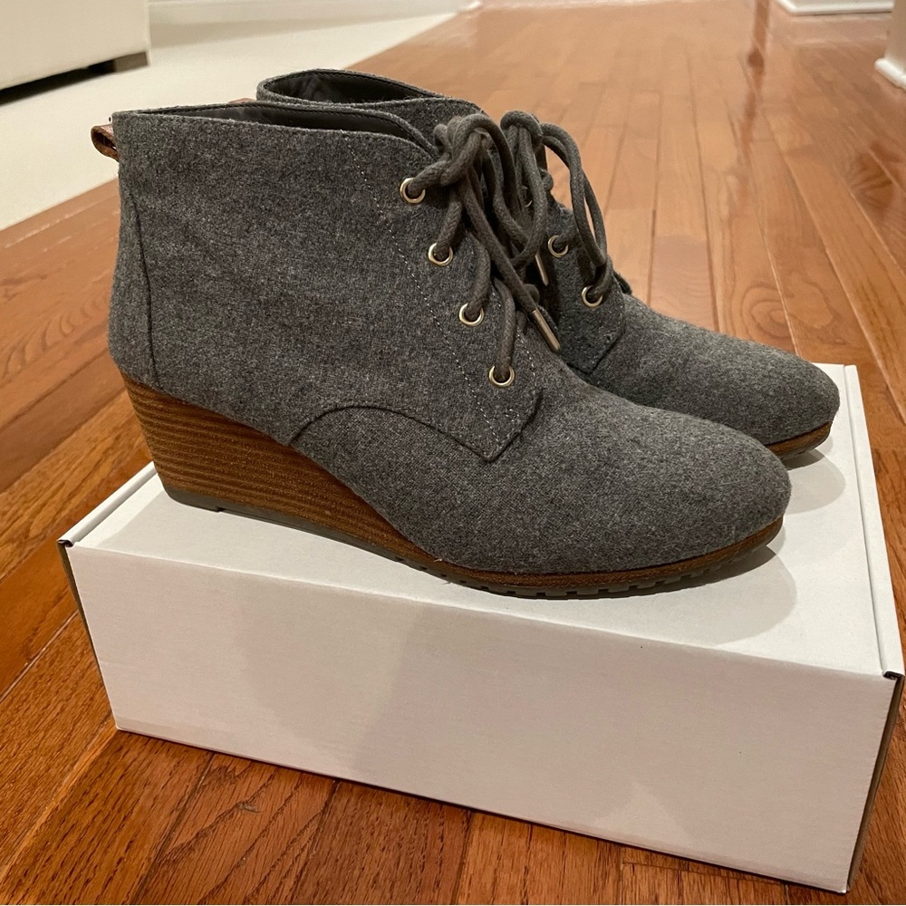 Gray Wedge Ankle Boots, Women’s Size 8.5